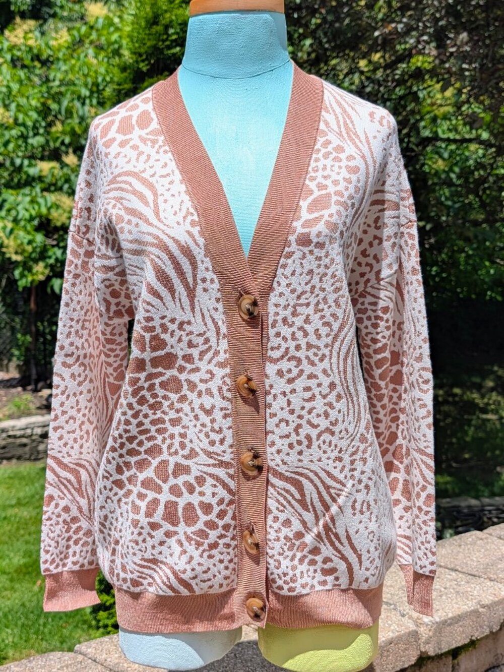 Ann Taylor Mixed Animal Print Boyfriend Button Up Cardigan - Size LP